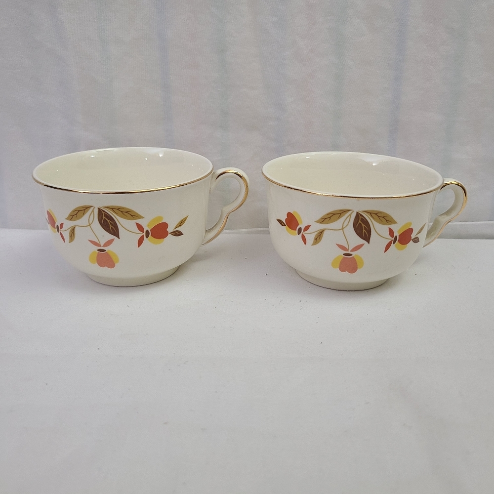 Vintage Hall Jewel Tea Autumn Leaf - 2 COFFEE / TEA CUPS